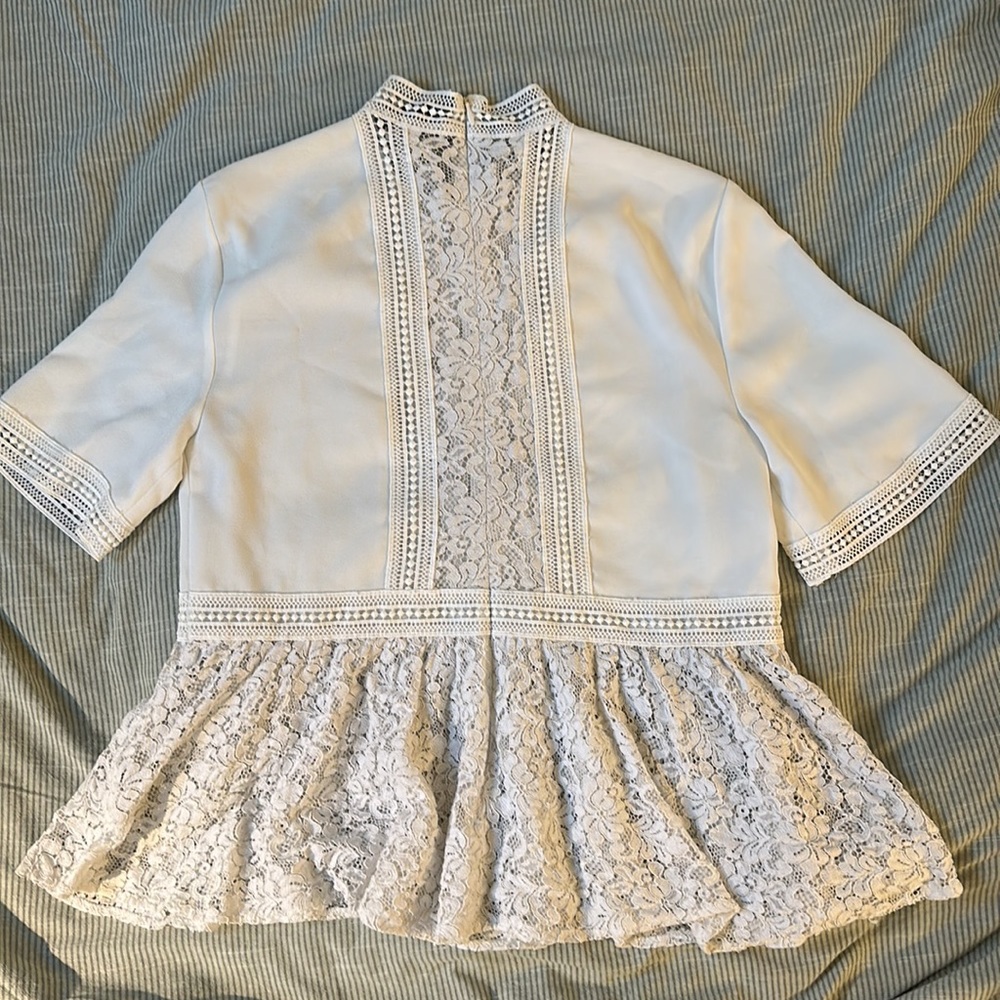Zara lace high collar peplum style top - Picture 2 of 2